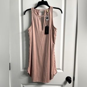 NWT.  Wantable Black Swan Faux Suede Minidress.  Pink/Buff color